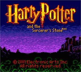 Title screen of Harry Potter And The Sorcerer's Stone on the Nintendo Game Boy Color.