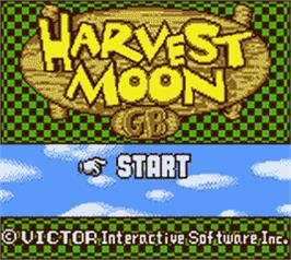 Title screen of Harvest Moon on the Nintendo Game Boy Color.