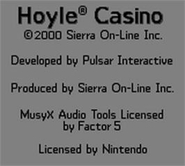 Title screen of Hoyle Casino on the Nintendo Game Boy Color.