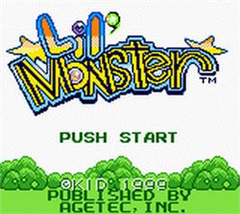 Title screen of Lil' Monster on the Nintendo Game Boy Color.