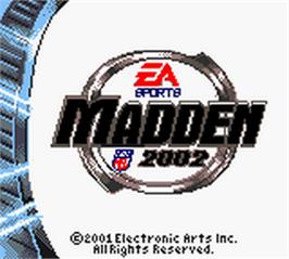 Title screen of Madden Nfl 2002 on the Nintendo Game Boy Color.
