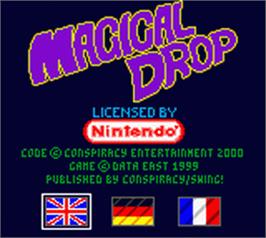 Title screen of Magical Drop on the Nintendo Game Boy Color.