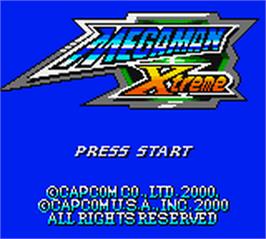 Title screen of Mega Man XTreme on the Nintendo Game Boy Color.
