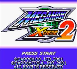 Title screen of Mega Man Xtreme 2 on the Nintendo Game Boy Color.