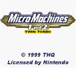 Title screen of Micro Machines 1 and 2: Twin Turbo on the Nintendo Game Boy Color.