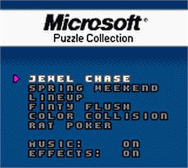 Title screen of Microsoft - The 6 In 1 Puzzle Collection Entertainment Pack on the Nintendo Game Boy Color.