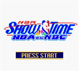 Title screen of NBA Showtime: NBA on NBC on the Nintendo Game Boy Color.