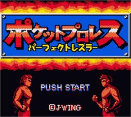 Title screen of Pocket Pro Wrestling - Perfect Wrestler on the Nintendo Game Boy Color.