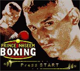 Title screen of Prince Naseem Boxing on the Nintendo Game Boy Color.