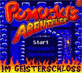 Title screen of Pumuckls Abenteuer im Geisterschloss on the Nintendo Game Boy Color.