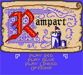 Title screen of Rampart on the Nintendo Game Boy Color.