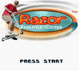 Title screen of Razor Freestyle Scooter on the Nintendo Game Boy Color.