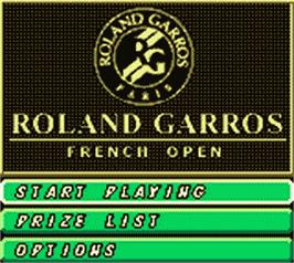 Title screen of Roland Garros French Open on the Nintendo Game Boy Color.