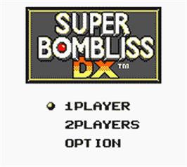 Title screen of Super Bombliss Dx on the Nintendo Game Boy Color.