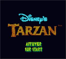 Title screen of Tarzan on the Nintendo Game Boy Color.