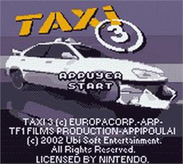 Title screen of Taxi 3 on the Nintendo Game Boy Color.