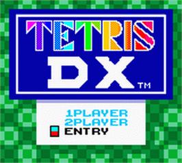 Title screen of Tetris Dx on the Nintendo Game Boy Color.