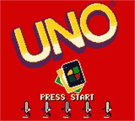 Title screen of Uno on the Nintendo Game Boy Color.