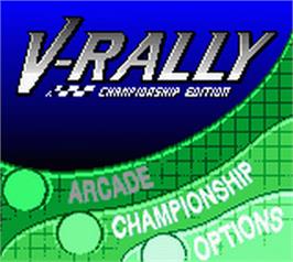 Title screen of V-rally Championship Edition on the Nintendo Game Boy Color.