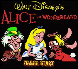 Title screen of Walt Disney's Alice In Wonderland on the Nintendo Game Boy Color.