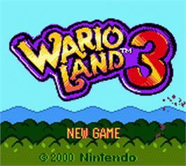Title screen of Wario Land 3 on the Nintendo Game Boy Color.