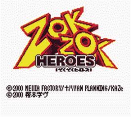 Title screen of Zok Zok Heroes on the Nintendo Game Boy Color.