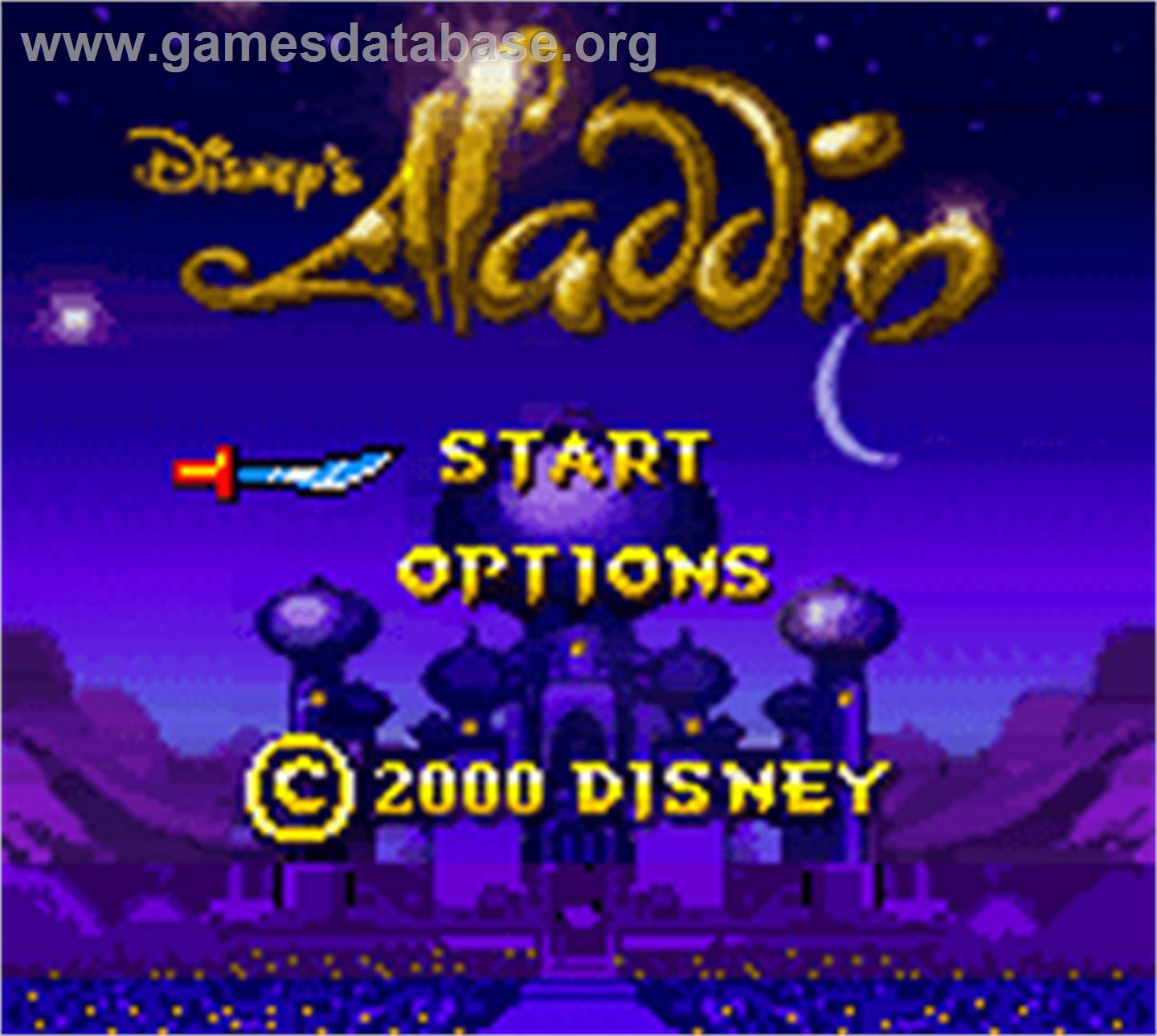 Aladdin - Nintendo Game Boy Color - Artwork - Title Screen