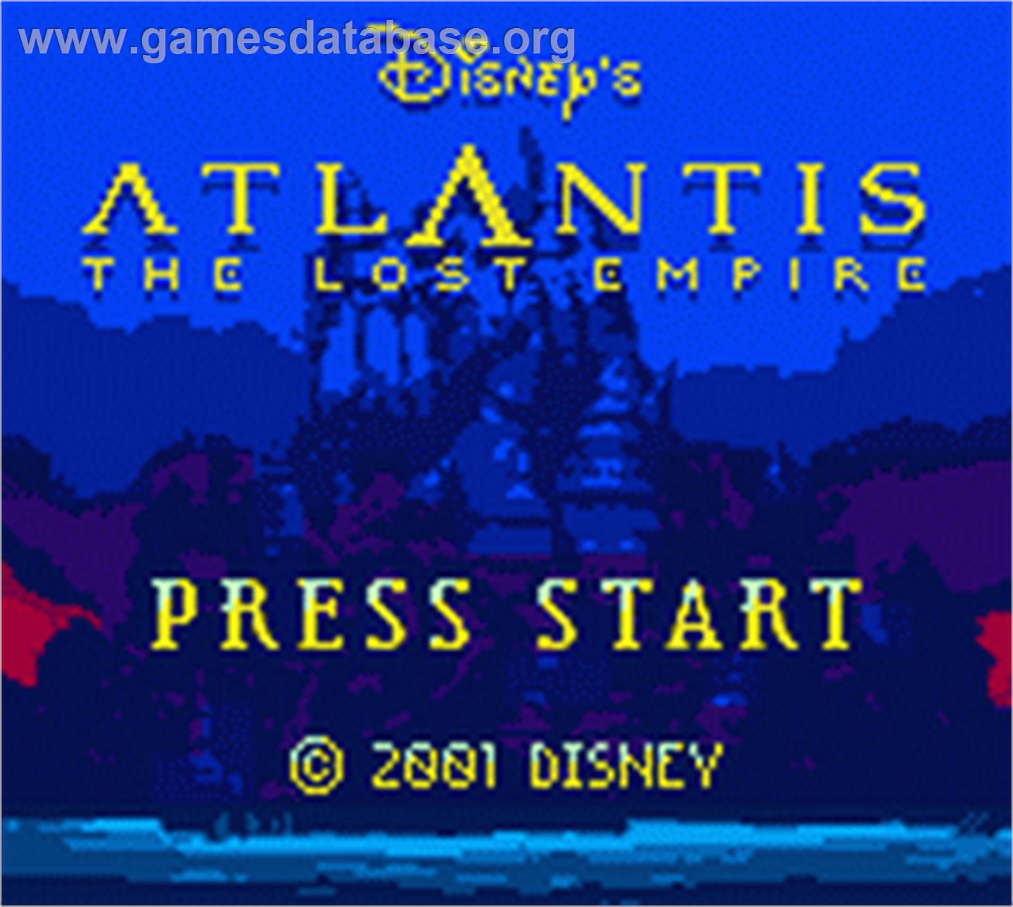 Atlantis: The Lost Empire - Nintendo Game Boy Color - Artwork - Title Screen