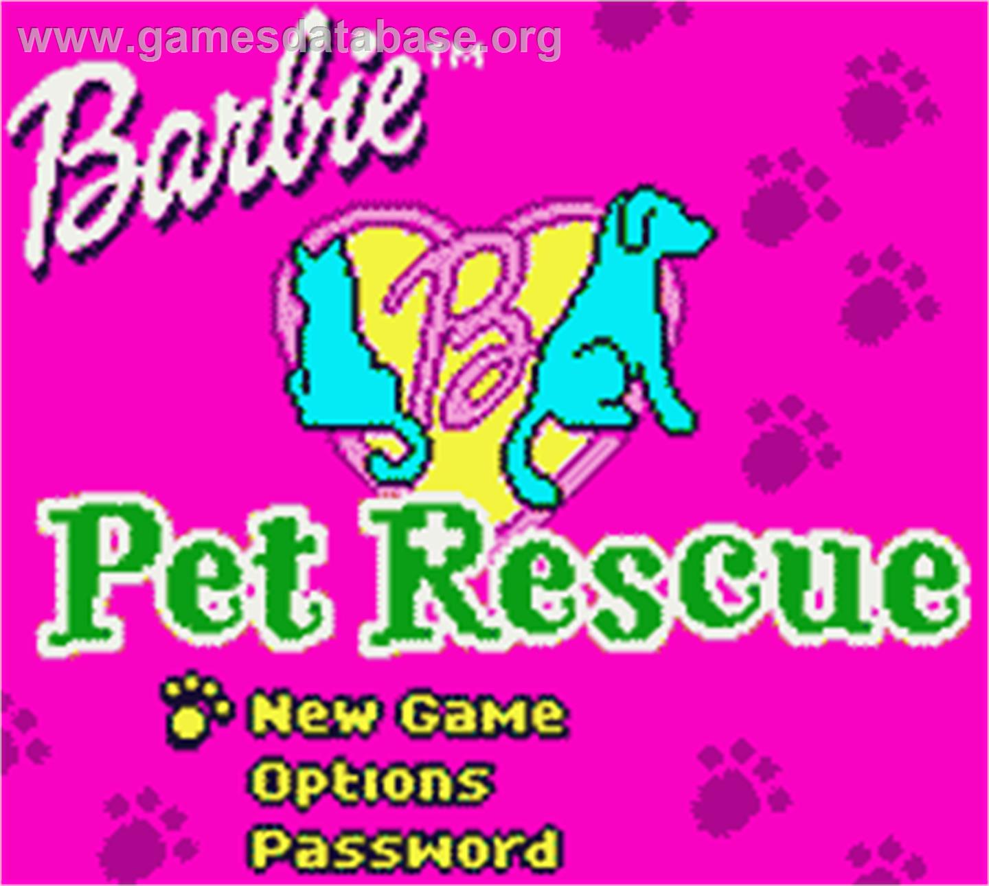 Barbie Pet Rescue - Nintendo Game Boy Color - Artwork - Title Screen