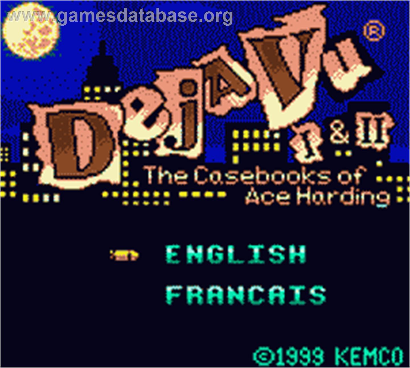 Deja Vu 1 And 2 - The Casebooks Of Ace Harding - Nintendo Game Boy Color - Artwork - Title Screen