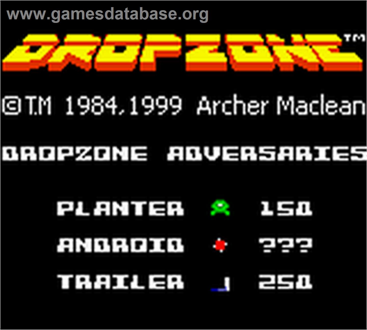 Dropzone - Nintendo Game Boy Color - Artwork - Title Screen