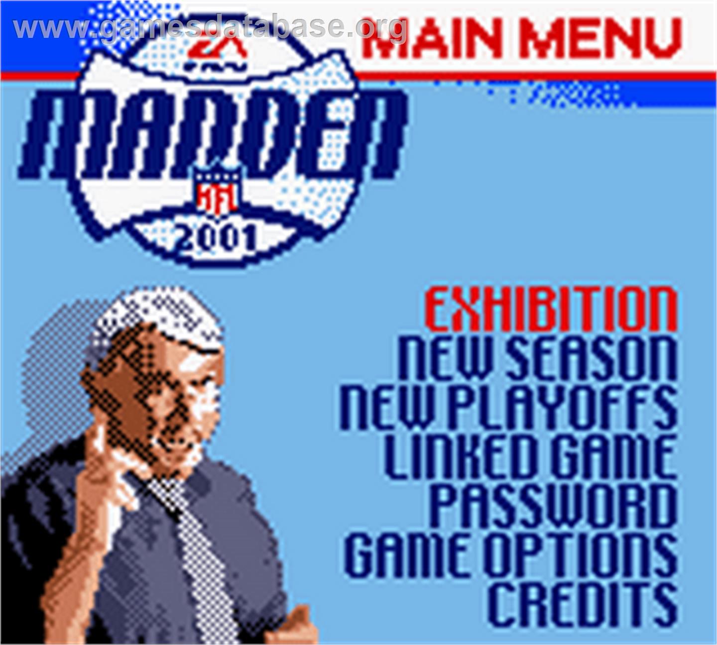 Madden NFL 2001 - Nintendo Game Boy Color - Artwork - Title Screen