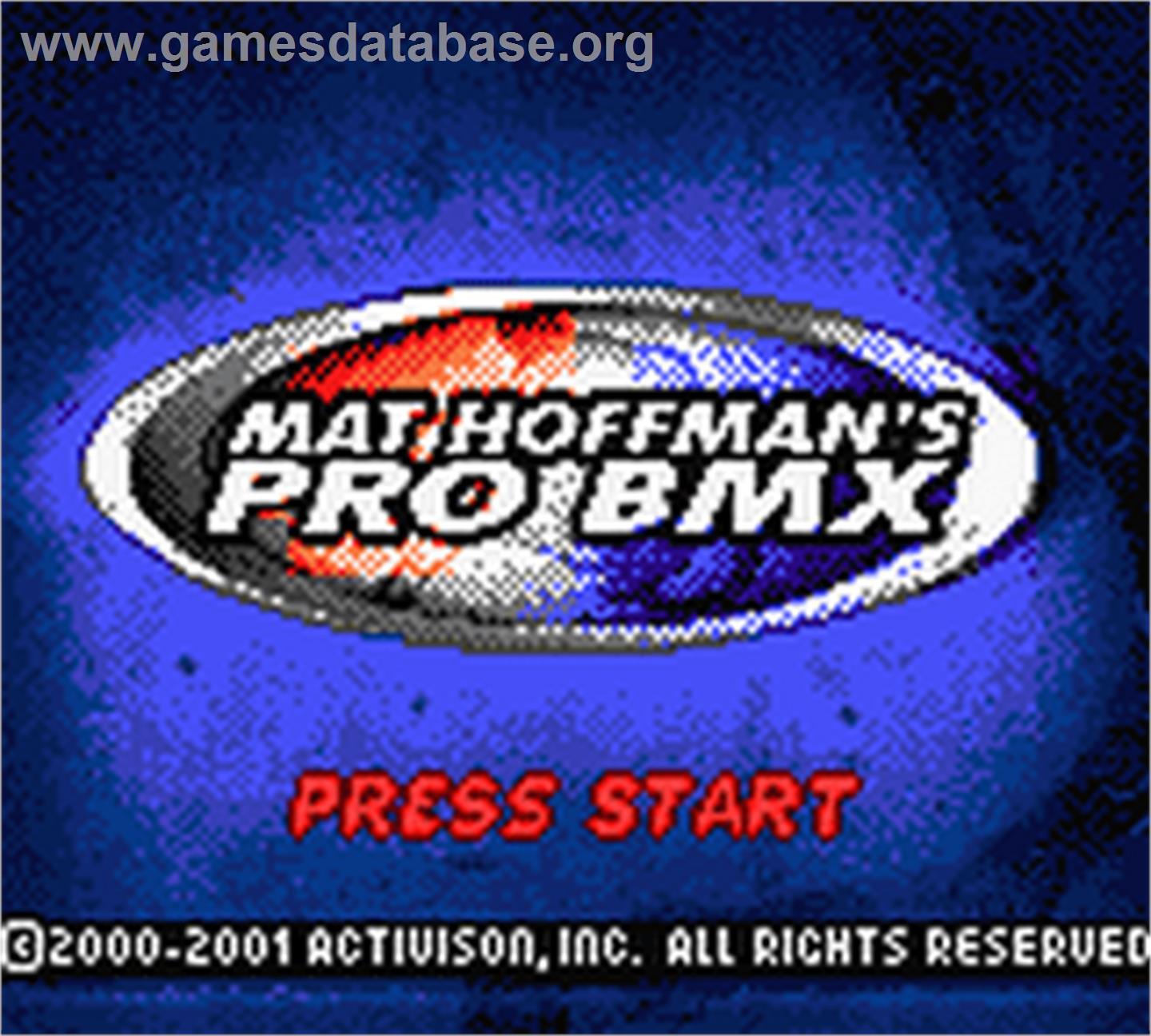 Mat Hoffman's Pro Bmx - Nintendo Game Boy Color - Artwork - Title Screen