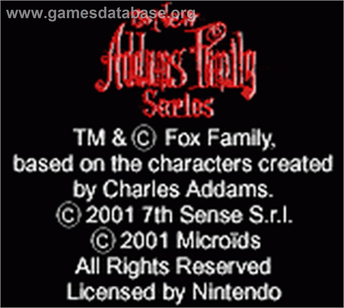 New Addams Family Series, The - Nintendo Game Boy Color - Artwork - Title Screen