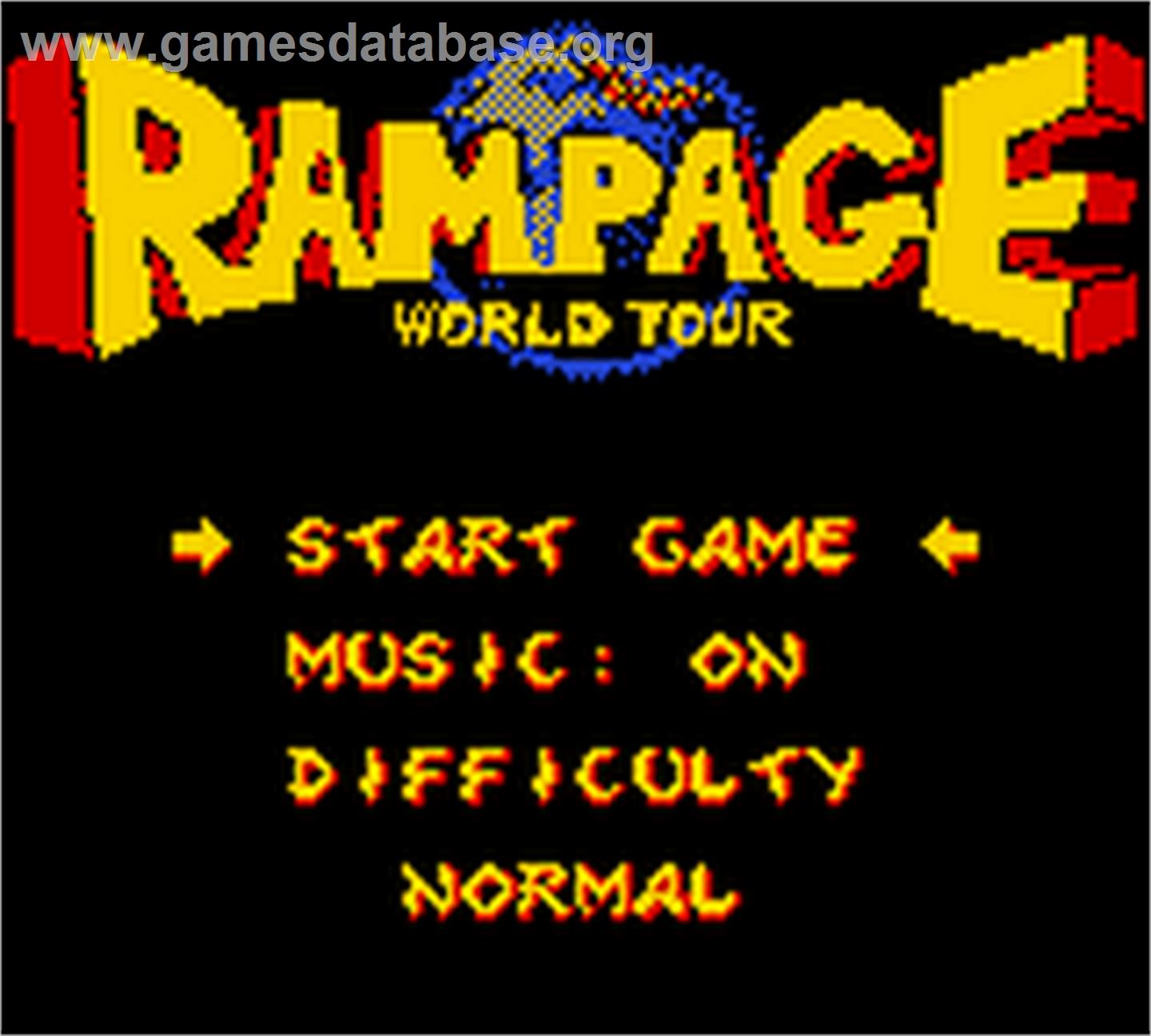 Rampage: World Tour - Nintendo Game Boy Color - Artwork - Title Screen