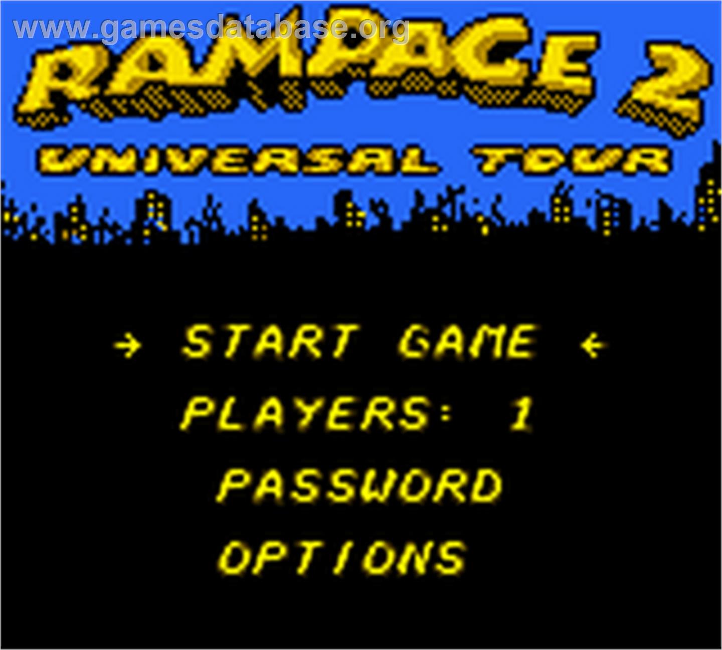 Rampage 2 - Universal Tour - Nintendo Game Boy Color - Artwork - Title Screen