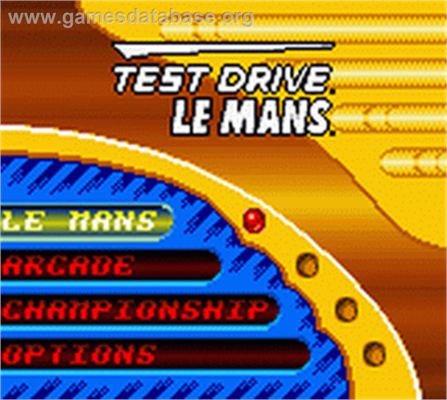 Test Drive - Le Mans - Nintendo Game Boy Color - Artwork - Title Screen