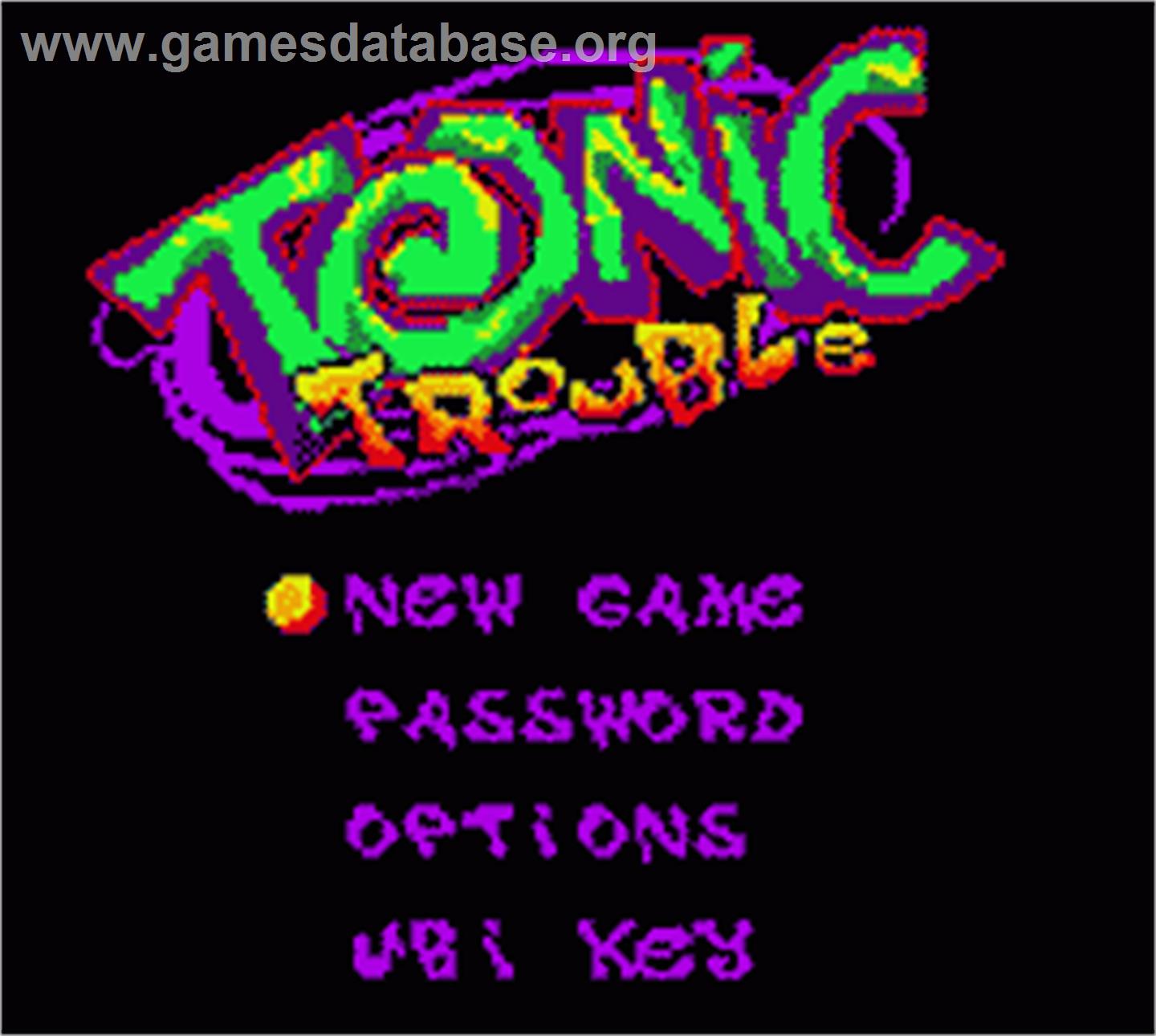 Tonic Trouble - Nintendo Game Boy Color - Artwork - Title Screen
