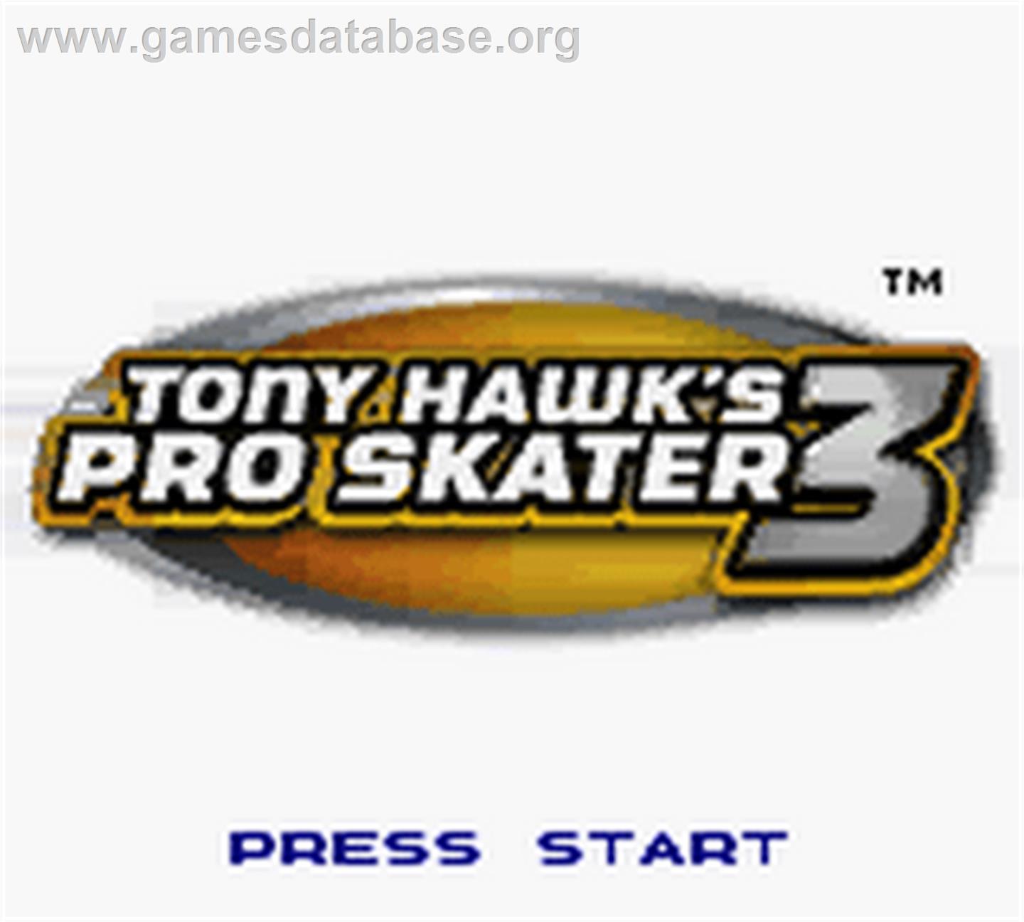 Tony Hawk's Pro Skater 3 - Nintendo Game Boy Color - Artwork - Title Screen