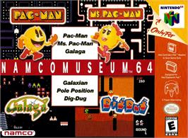 Box cover for Namco Museum 64 on the Nintendo N64.
