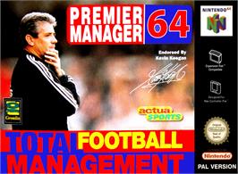 Box cover for Premier Manager 64 on the Nintendo N64.