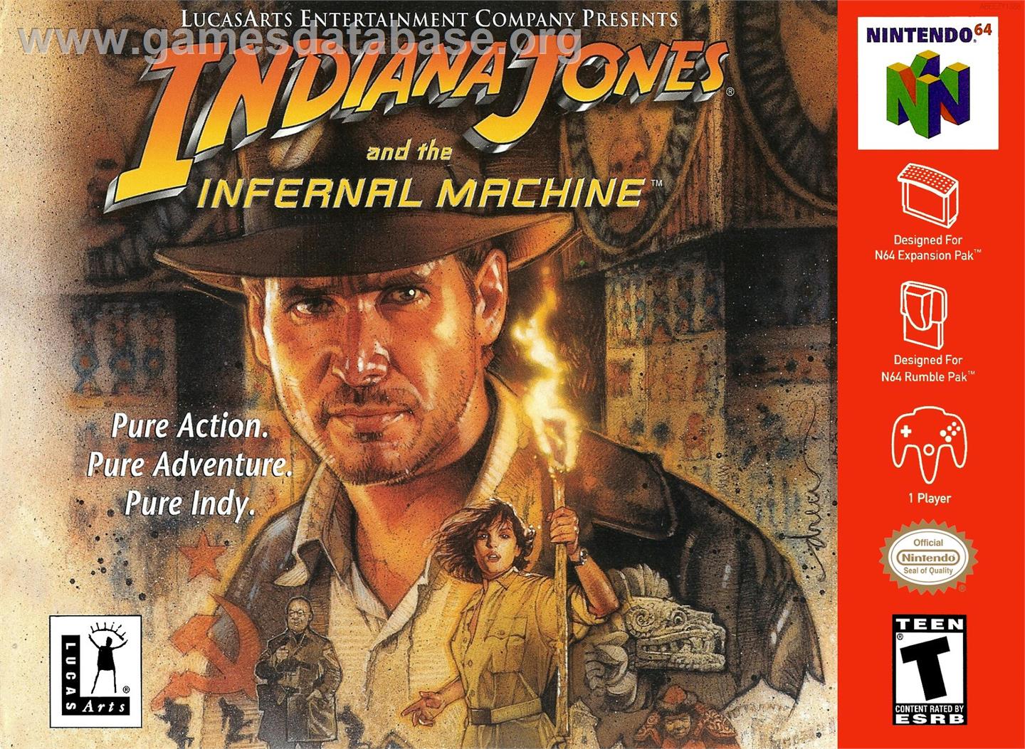 Indiana Jones And The Infernal Machine - Nintendo N64 - Artwork - Box