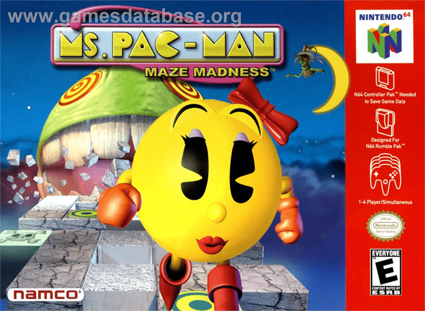 Ms. Pac-Man Maze Madness - Nintendo N64 - Artwork - Box
