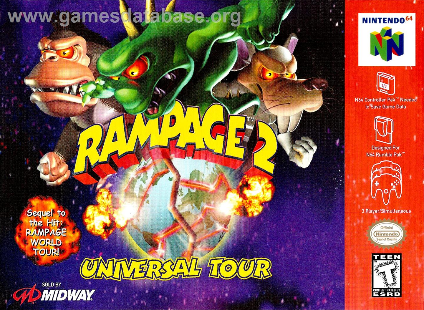 Rampage 2 - Universal Tour - Nintendo N64 - Artwork - Box
