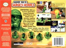 Box back cover for Army Men - Sarge's Heroes on the Nintendo N64.