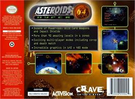 Box back cover for Asteroids Hyper 64 on the Nintendo N64.