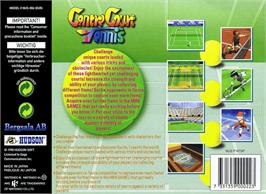 Box back cover for Centre Court Tennis on the Nintendo N64.