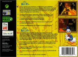 Box back cover for Donald Duck: Quack Attack on the Nintendo N64.