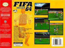 Box back cover for Fifa Soccer 64 on the Nintendo N64.