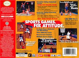Box back cover for Fox Sports College Hoops 99 on the Nintendo N64.
